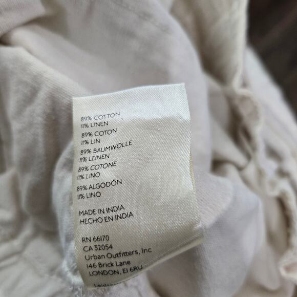 FREE PEOPLE NWT Large Sky Rider Linen Ecru Pants High Rise Paper bag Waist #781 - Picture 11 of 11